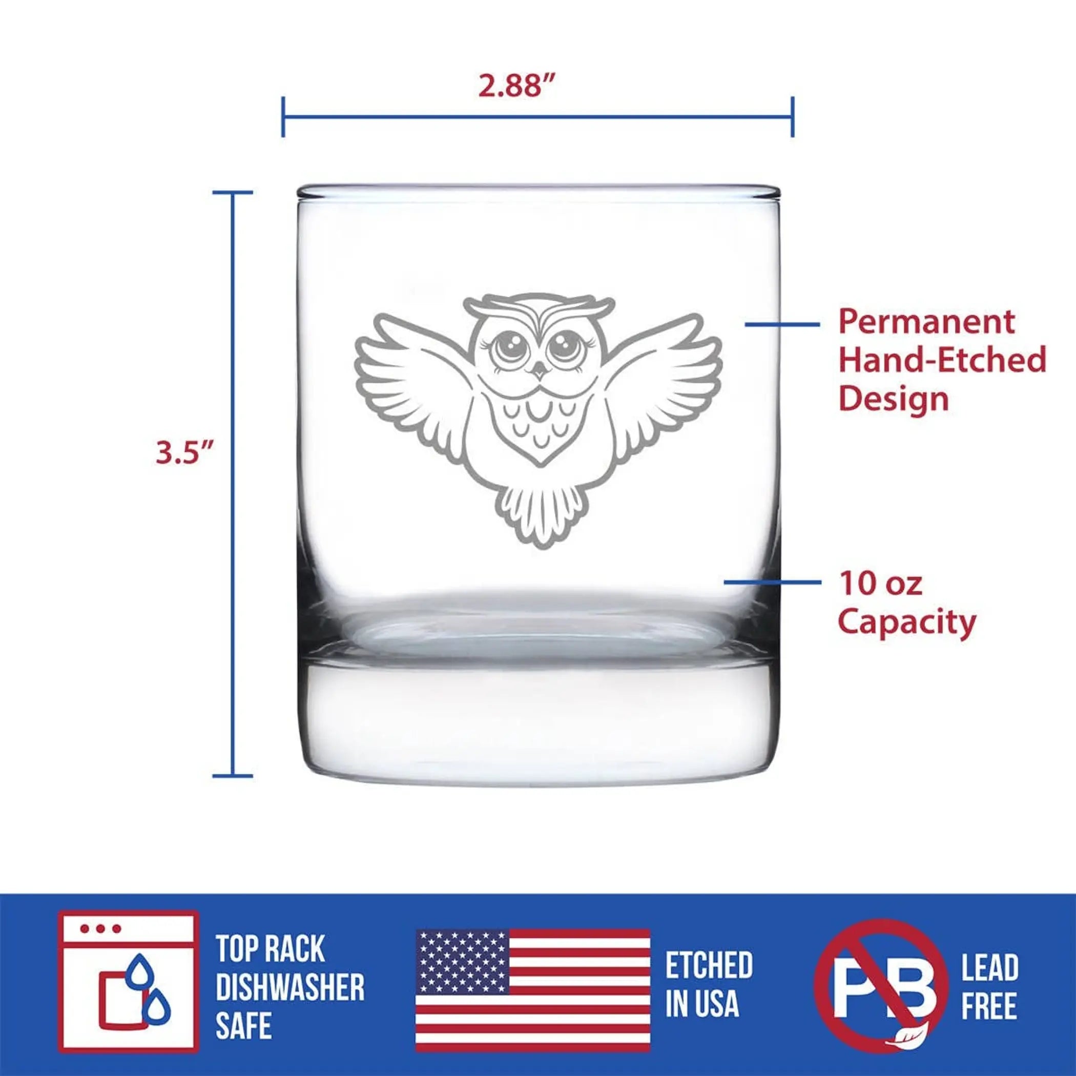 Cute Owl Whiskey Rocks Glass - Owl Gifts and Decor Bevvee