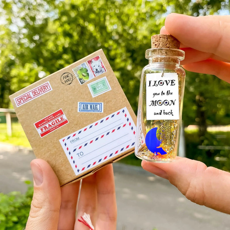 Cute and Kawaii Valentine's Day and Anniversary Presents   Personalized Love Gifts for Boyfriend Girlfriend (I Love You To The Moon And Around The World in Craft Gift Box) Kseniya Revta