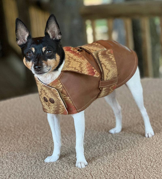 DCNY Vegan Faux Leather Southwest Coat DoggieCoutureNY