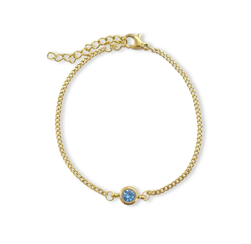 DELILAH GOLD DAINTY BLUE TOPAZ BIRTHSTONE BRACELET - DECEMBER Mai Desiree