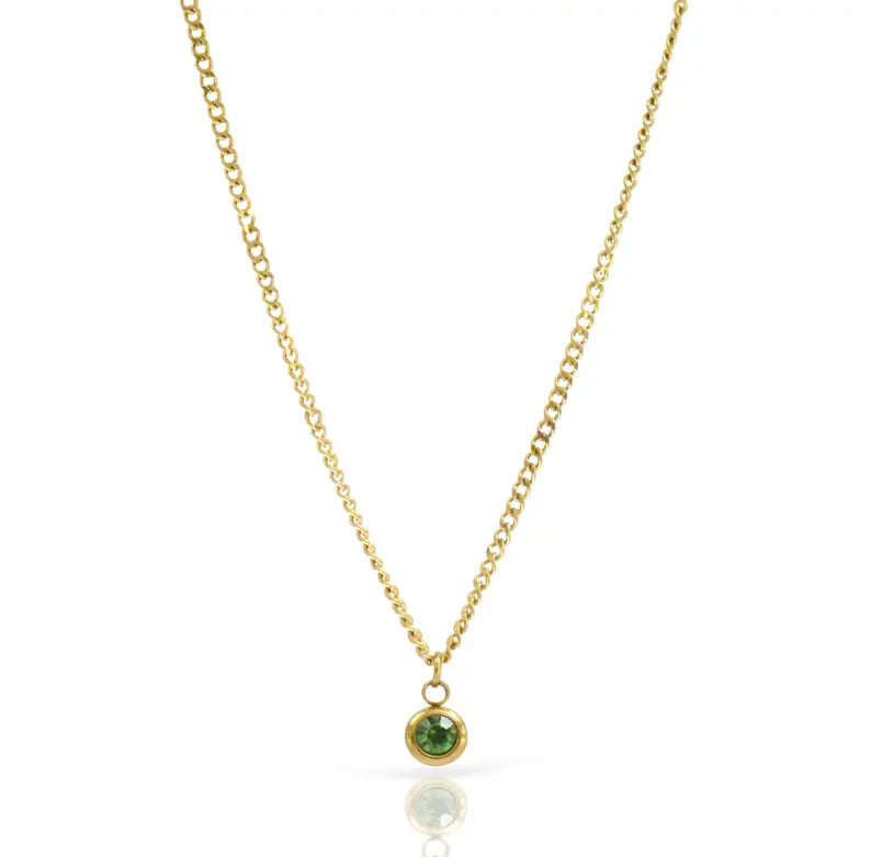 DELILAH PERIDOT BIRTHSTONE PENDANT NECKLACE - AUGUST Mai Desiree