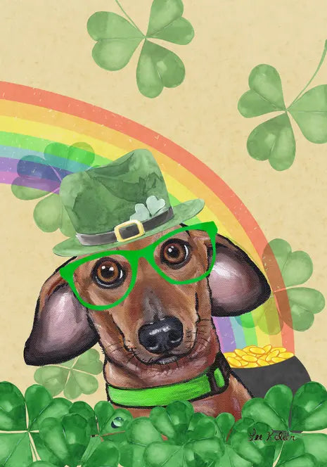 Dachshund Red - Hippie Hound Studios Saint Patricks Day  House and Garden Flags Best of Breed