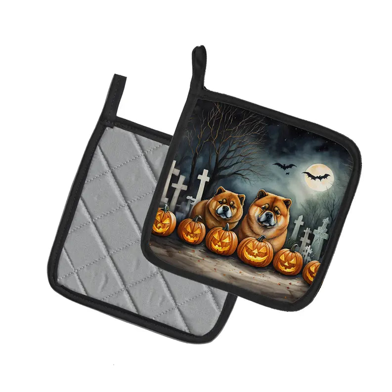 Dachshund Spooky Halloween Pair of Pot Holders Caroline's Treasures
