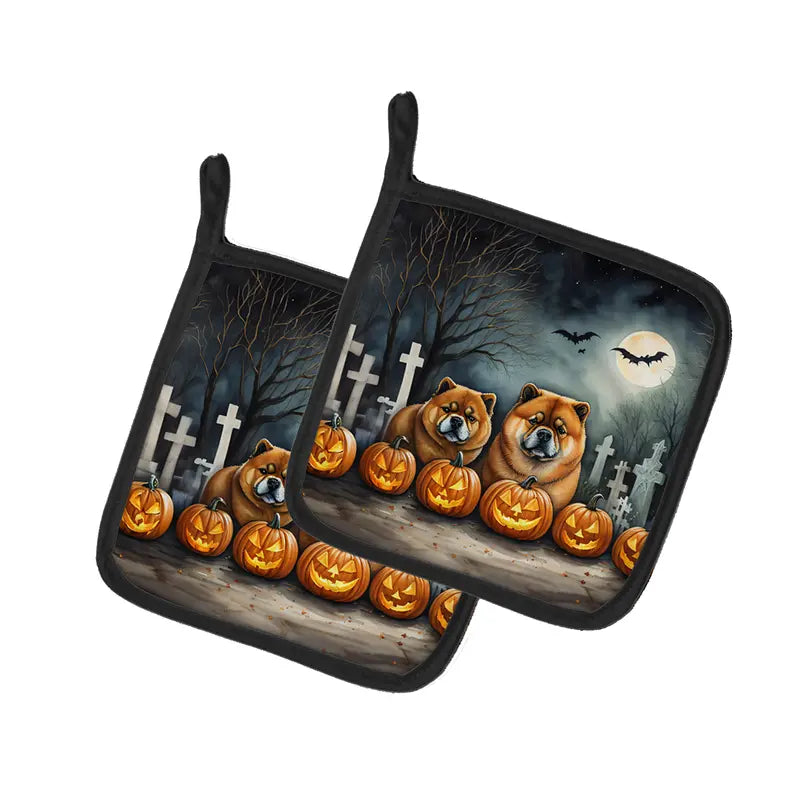 Dachshund Spooky Halloween Pair of Pot Holders Caroline's Treasures
