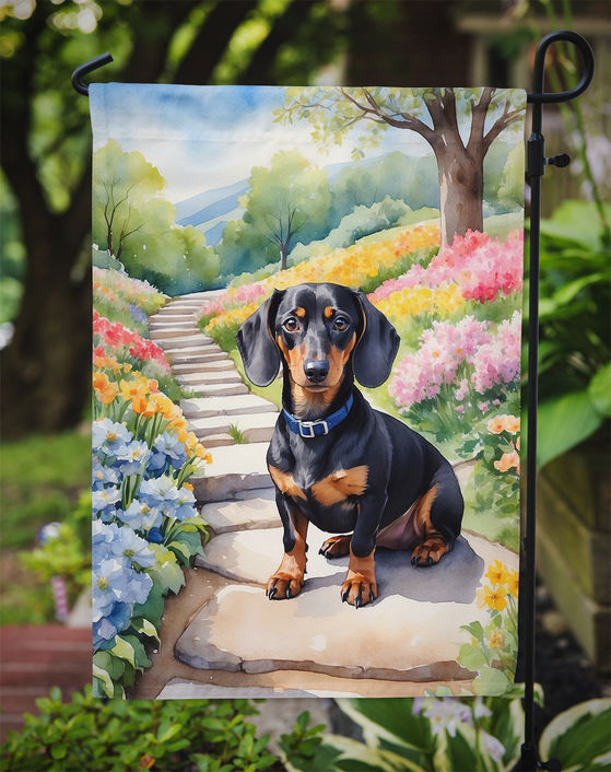Dachshund Spring Path Garden Flag Caroline's Treasures