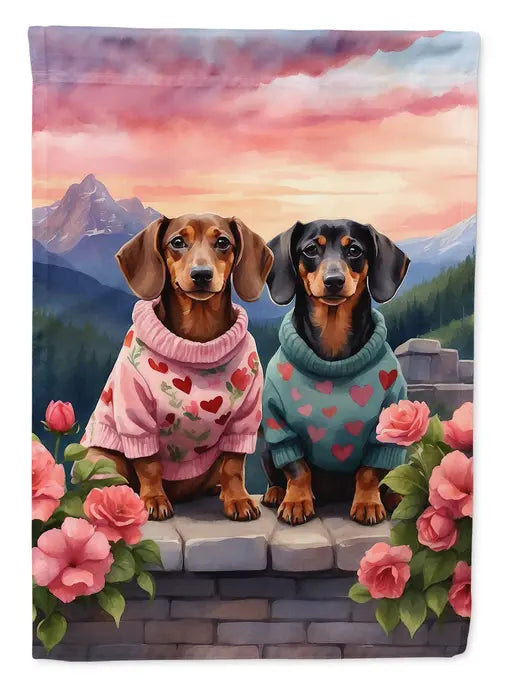 Dachshund Two Hearts Garden Flag Caroline's Treasures