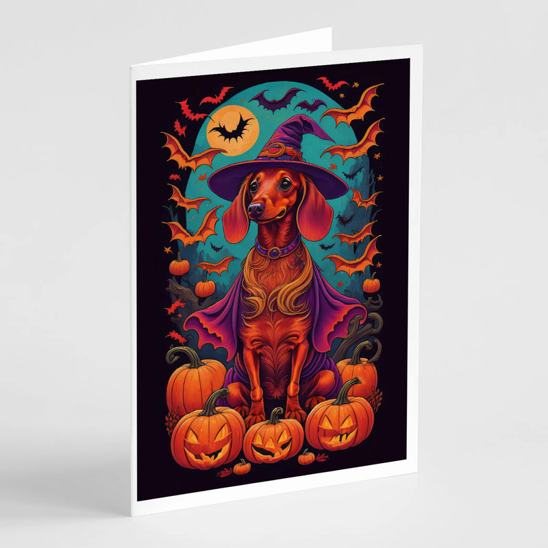 Dachshund Witchy Halloween Greeting Cards Pack of 8 Caroline's Treasures