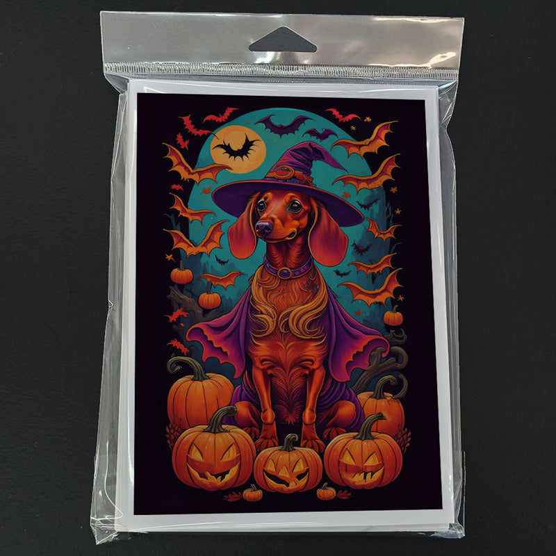 Dachshund Witchy Halloween Greeting Cards Pack of 8 Caroline's Treasures