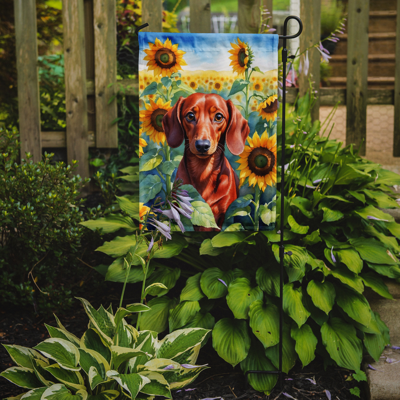Dachshund in Sunflowers Garden Flag Caroline's Treasures
