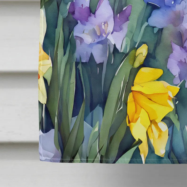 Daffodils in Watercolor House Flag Caroline's Treasures
