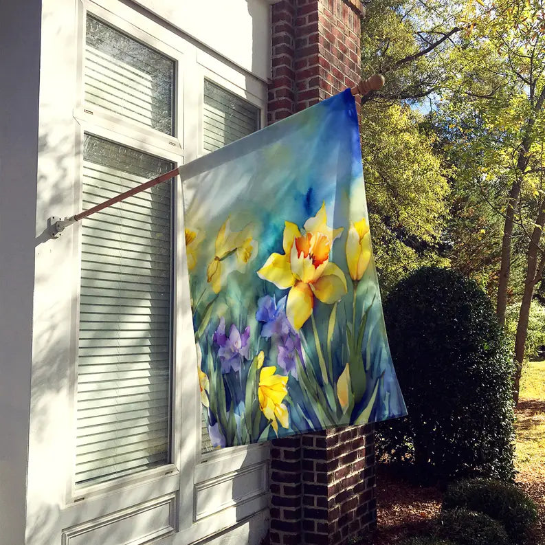 Daffodils in Watercolor House Flag Caroline's Treasures
