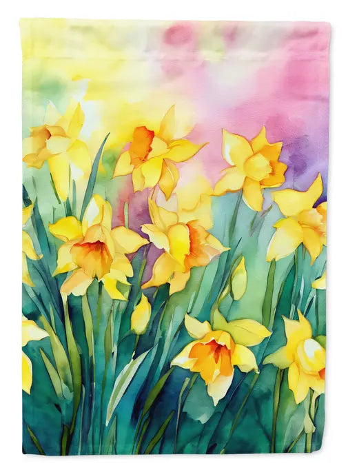 Daffodils in Watercolor House Flag Caroline's Treasures