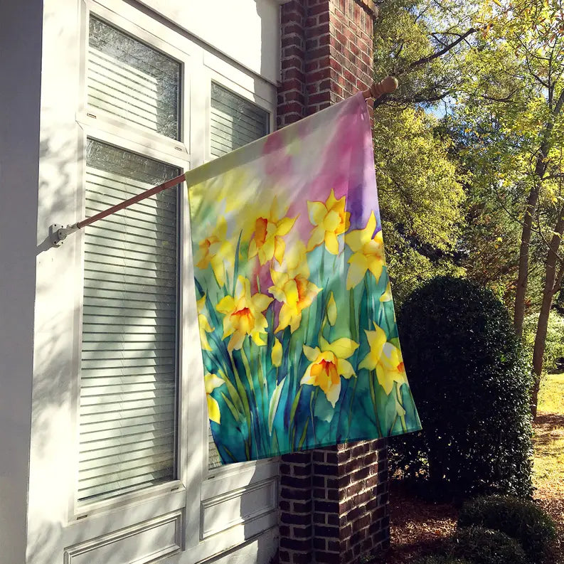 Daffodils in Watercolor House Flag Caroline's Treasures