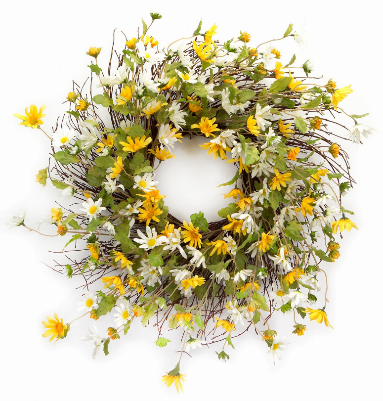 Daisy Wreath 24"D Polyester Melrose Intl.