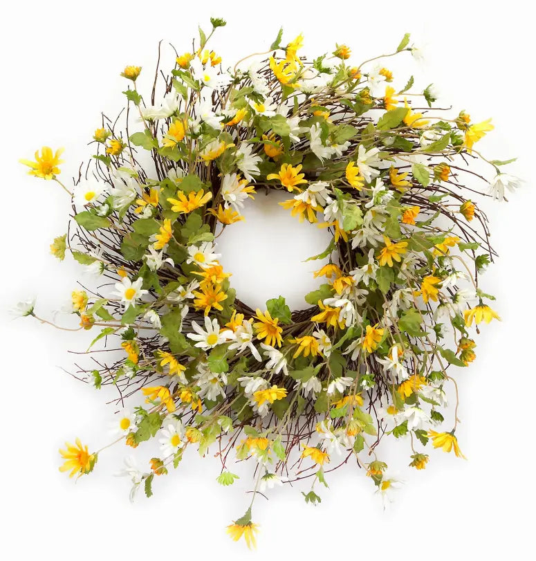 Daisy Wreath 24"D Polyester Melrose Intl.