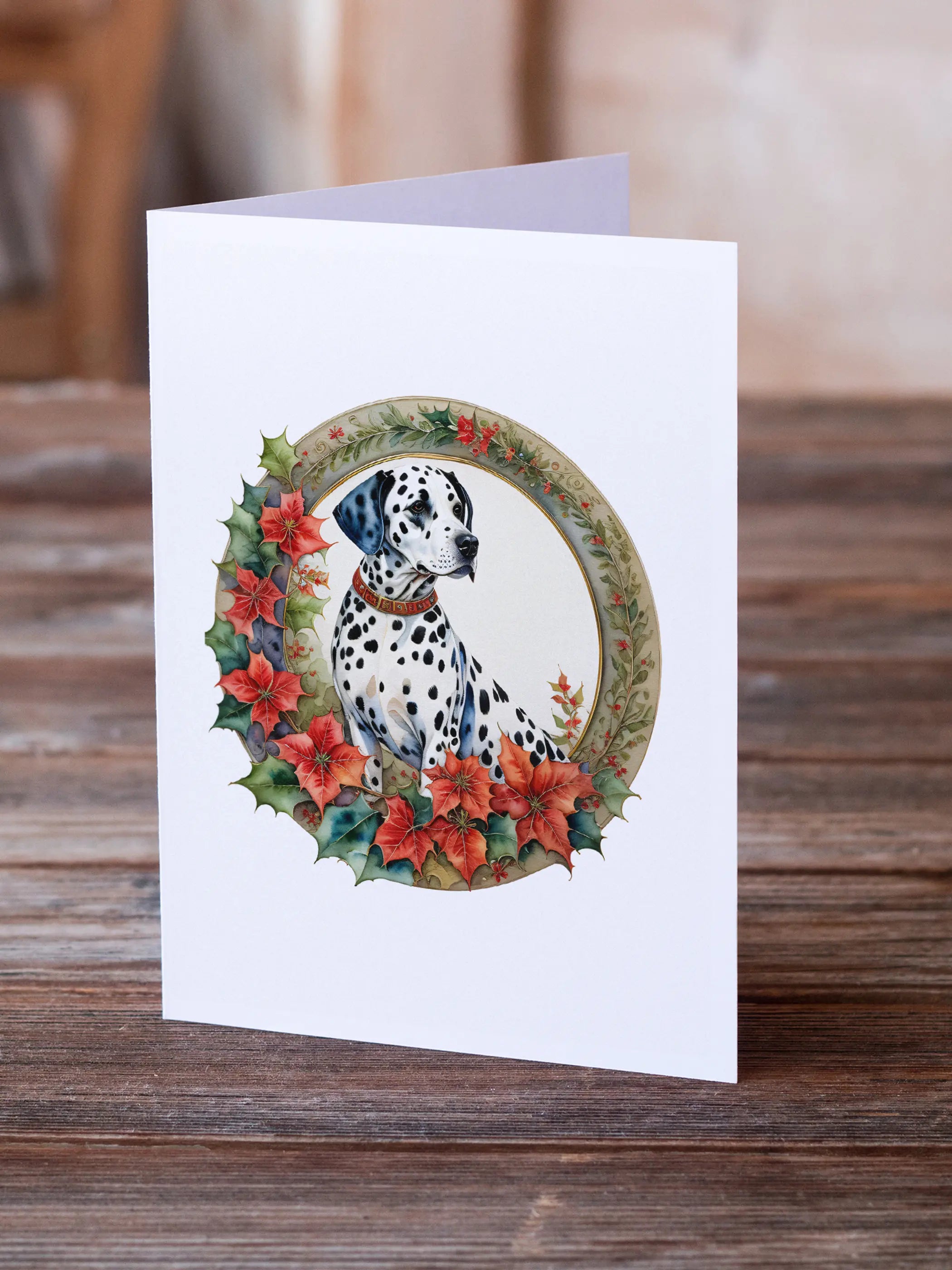 Dalmatian Christmas Flowers Greeting Cards Pack of 8 Caroline's Treasures