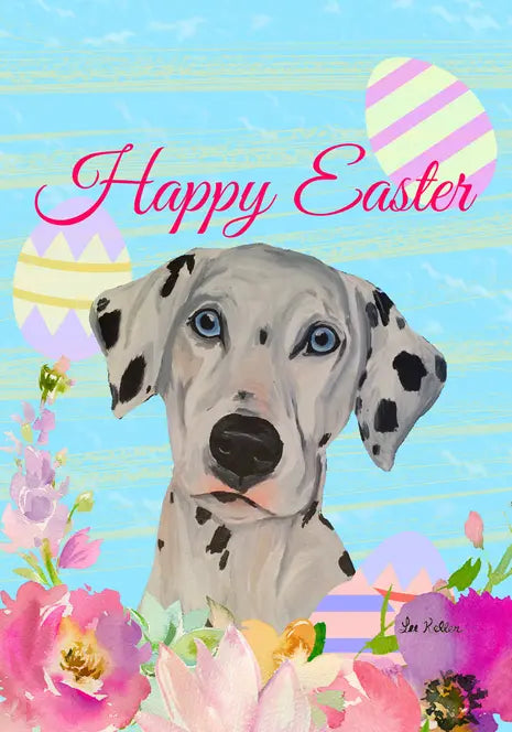 Dalmatian - Hippie Hound Studios Easter  House and Garden Flags Best of Breed