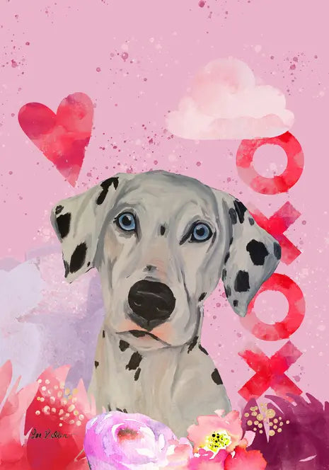 Dalmatian - Hippie Hound Studios Valentines  House and Garden Flags Best of Breed