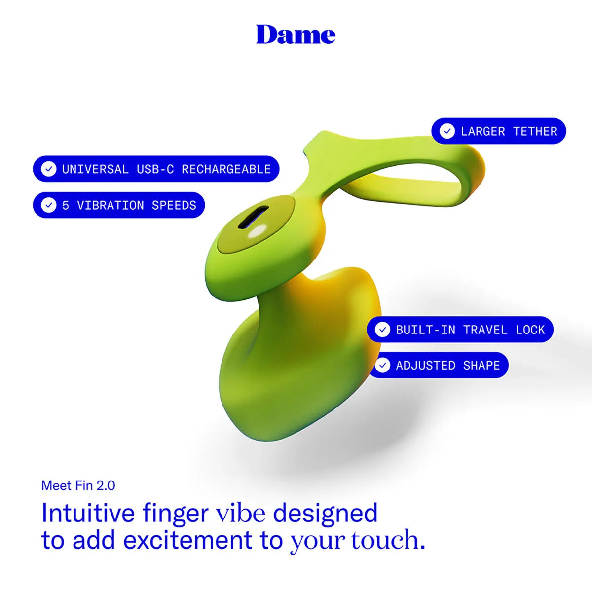 Dame Fin 2.0 Finger Vibrator Citrus Dame Products