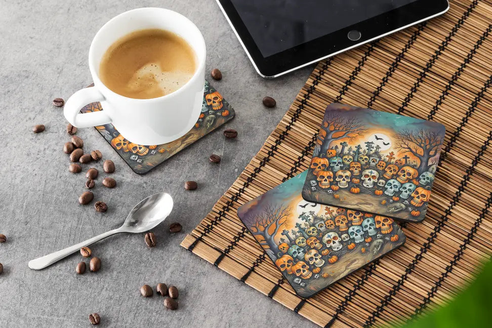 Dancing Skeletons Spooky Halloween Foam Coasters Caroline's Treasures