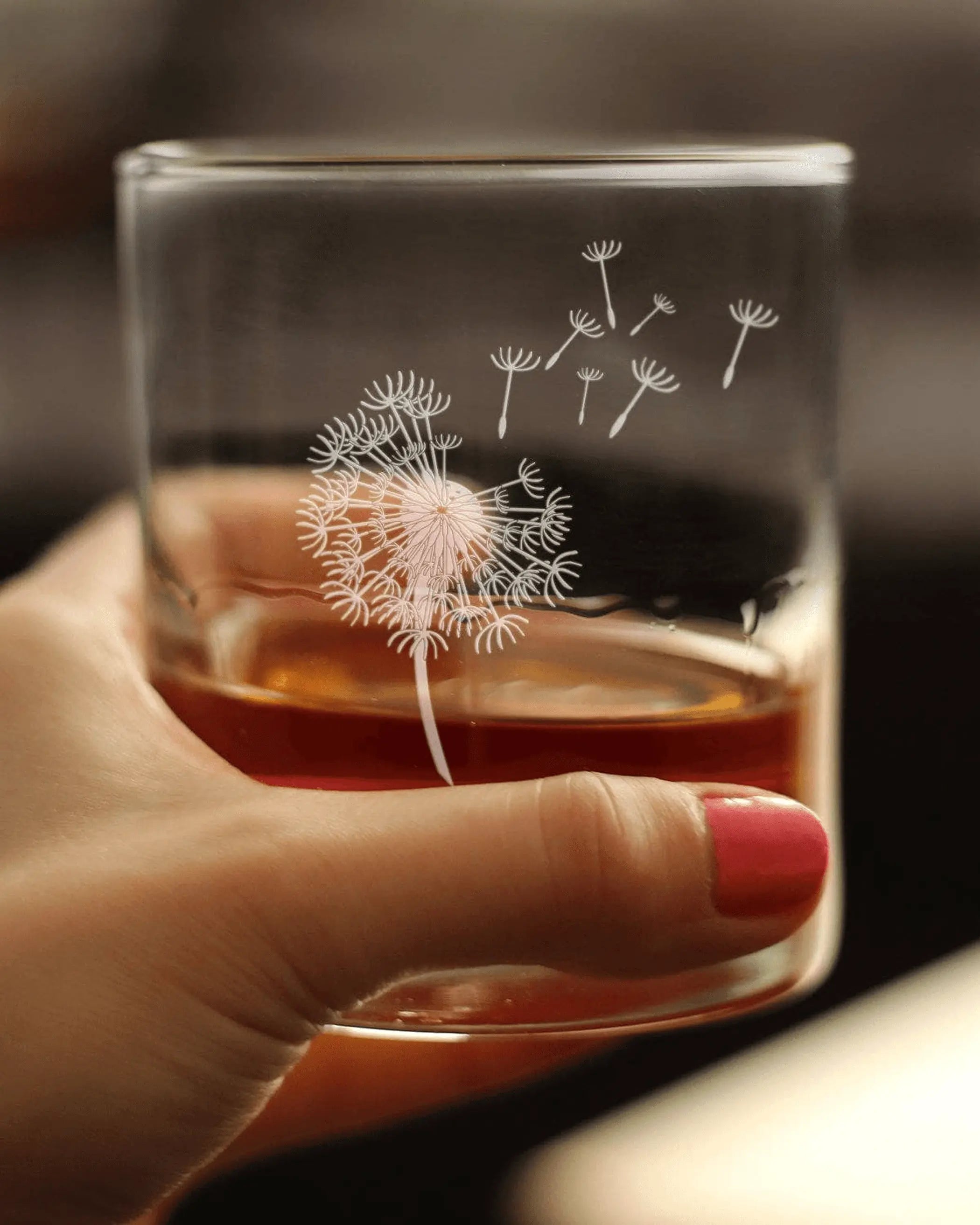 Dandelion Whiskey Rocks Glass - Floral Gifts and Decor Bevvee