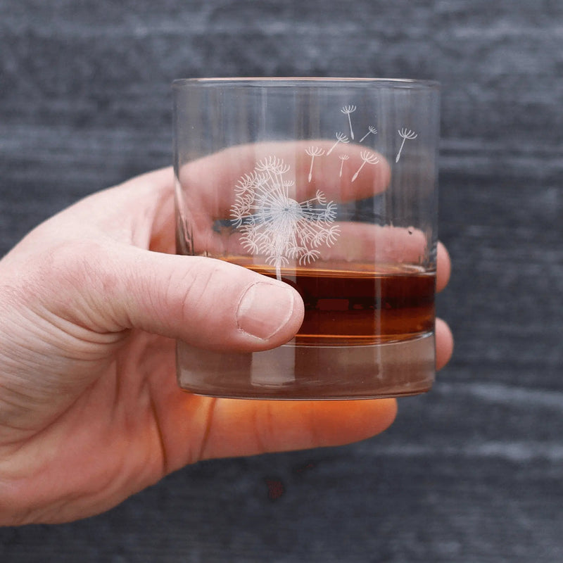 Dandelion Whiskey Rocks Glass - Floral Gifts and Decor Bevvee