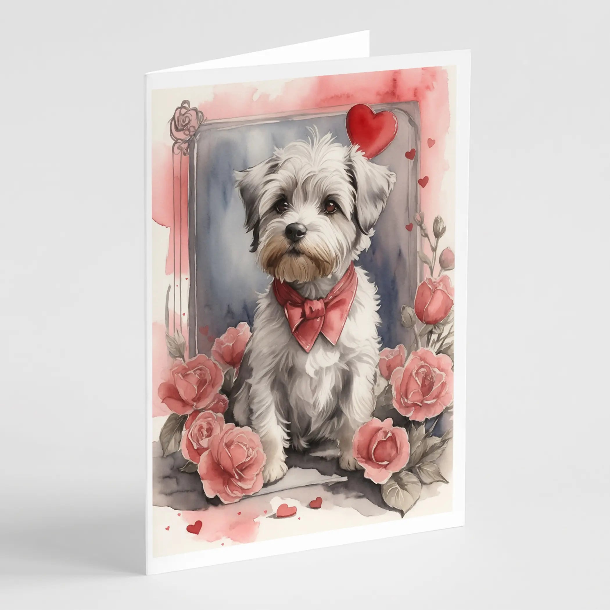 Dandie Dinmont Terrier Valentine Roses Greeting Cards Pack of 8 Caroline's Treasures