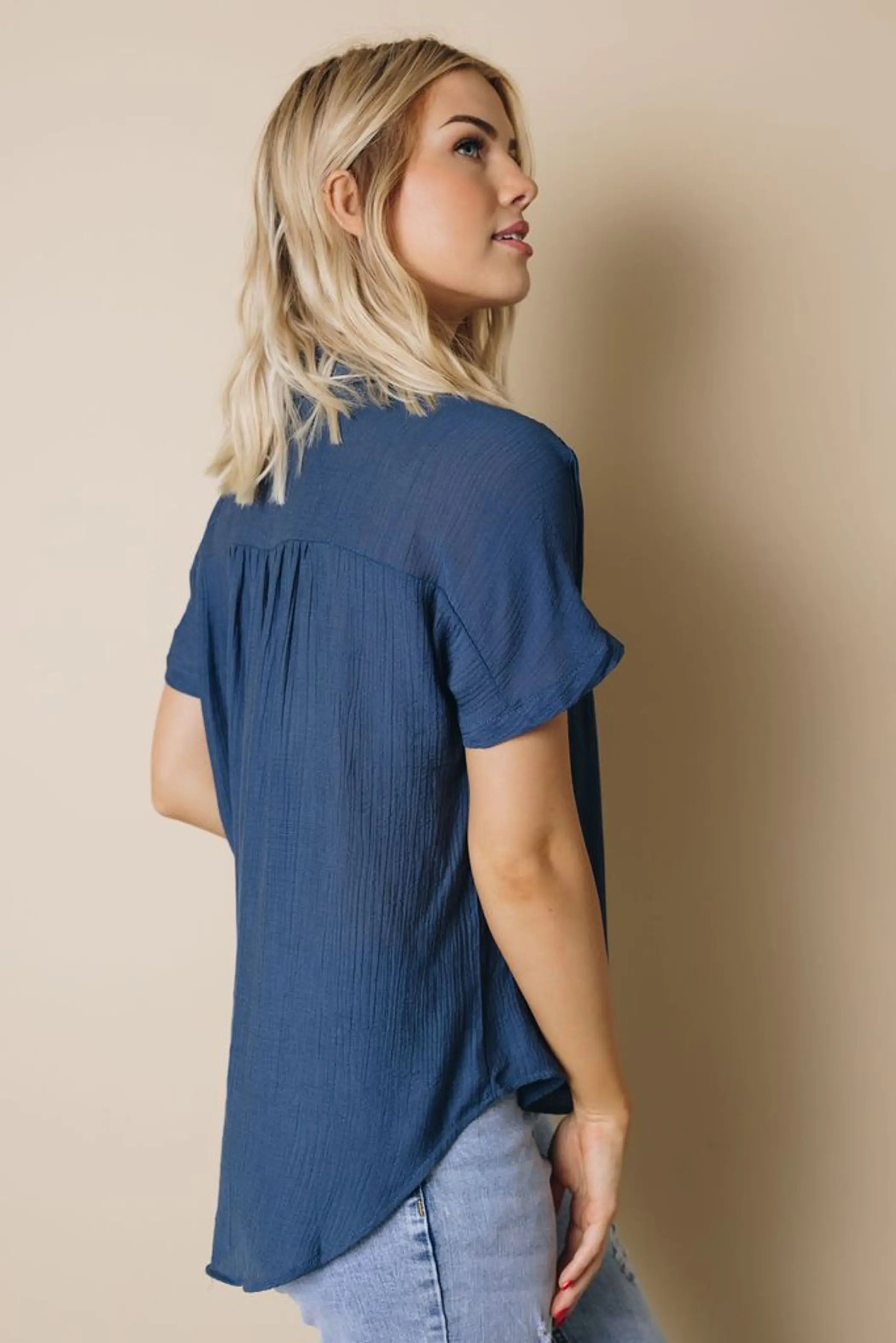 Darcy Short Sleeve Blouse Stay Warm in Style