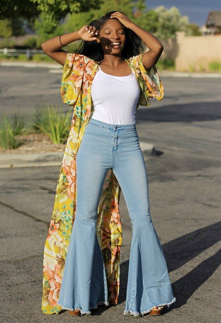 Dare to Flare High Waisted Bell Bottom Light Blue Jeans SurelyMine
