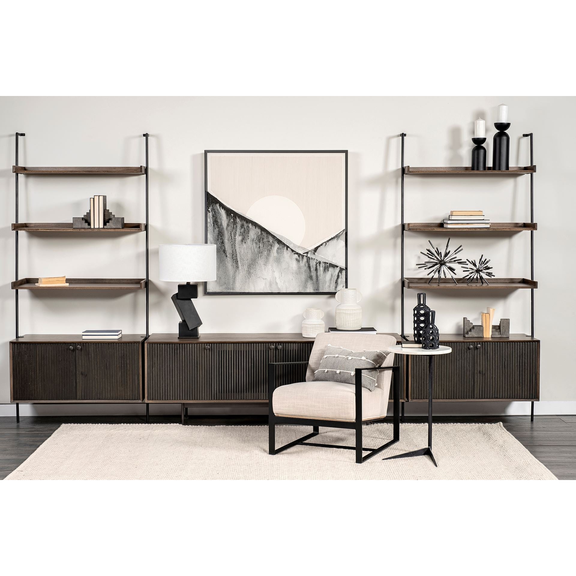 Dark Brown Metal and Wood Three Tier Ladder Bookcase - GreatEagleInc