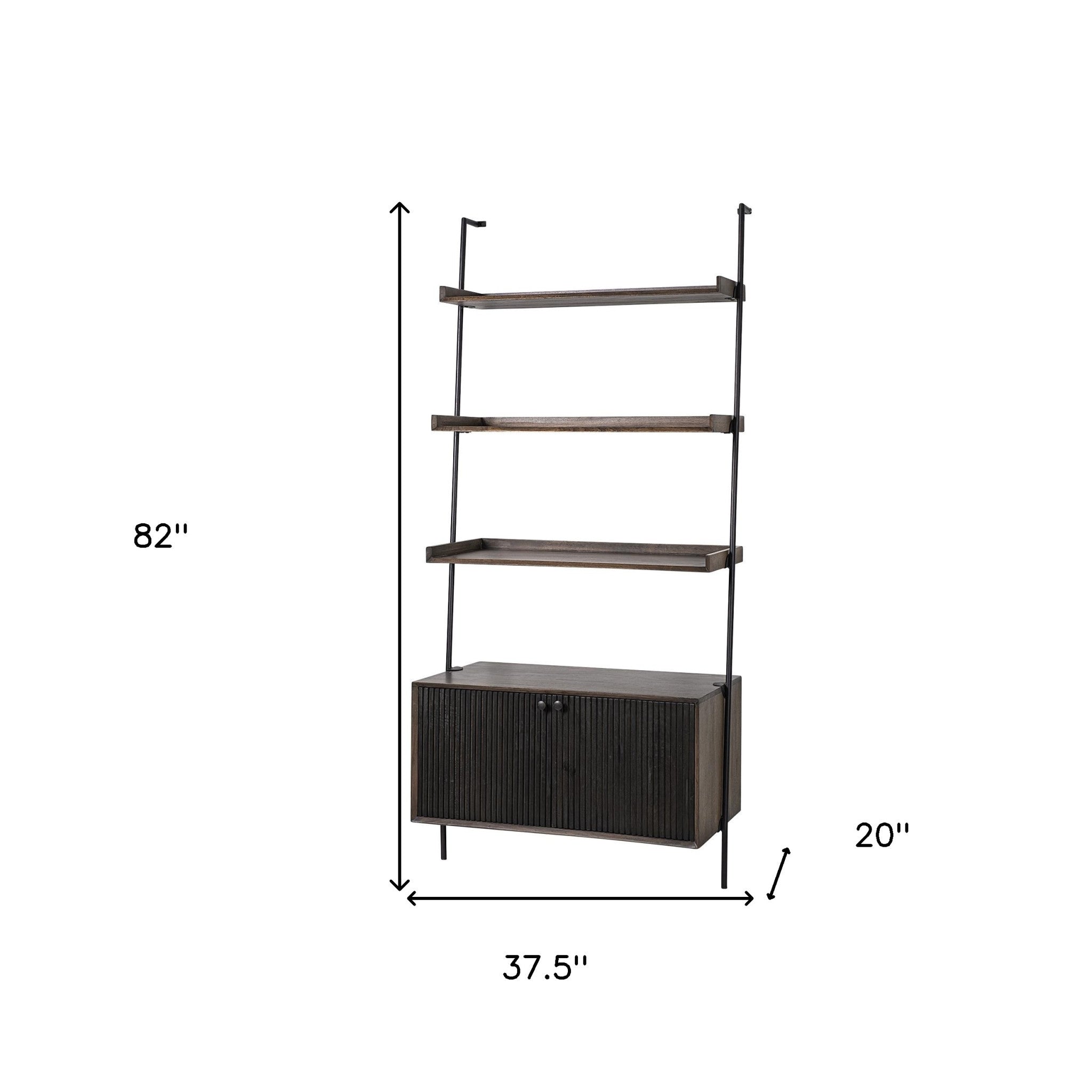 Dark Brown Metal and Wood Three Tier Ladder Bookcase - GreatEagleInc