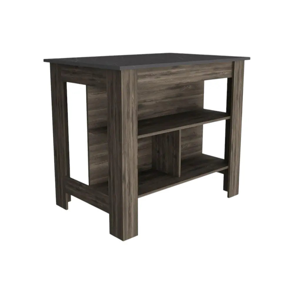 Dark Brown and Brown 41" Kitchen Island With Storage Homeroots Kitchen & Dining