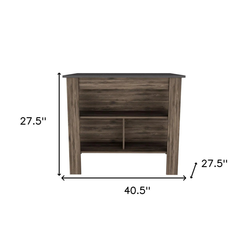Dark Brown and Brown 41" Kitchen Island With Storage Homeroots Kitchen & Dining
