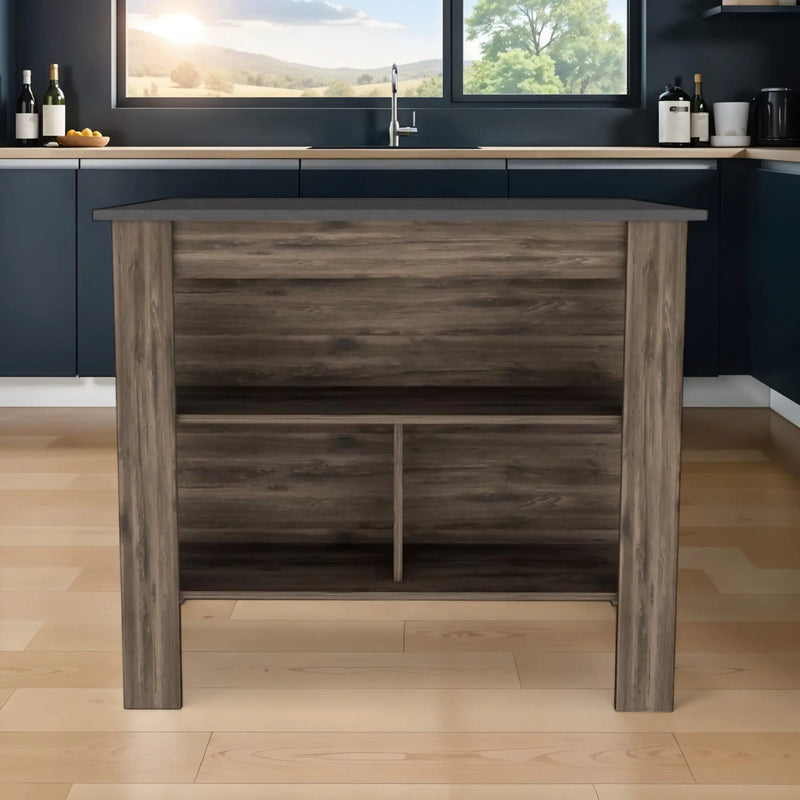 Dark Brown and Brown 41" Kitchen Island With Storage Homeroots Kitchen & Dining