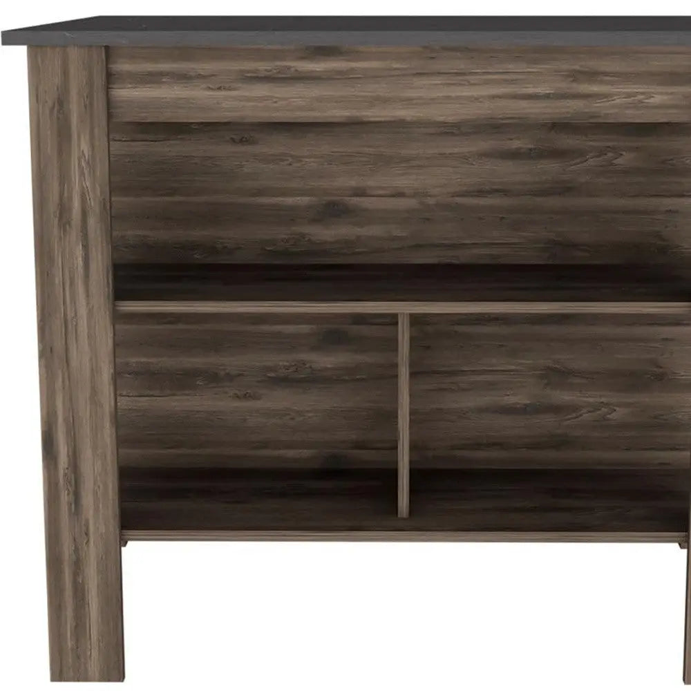 Dark Brown and Brown 41" Kitchen Island With Storage Homeroots Kitchen & Dining