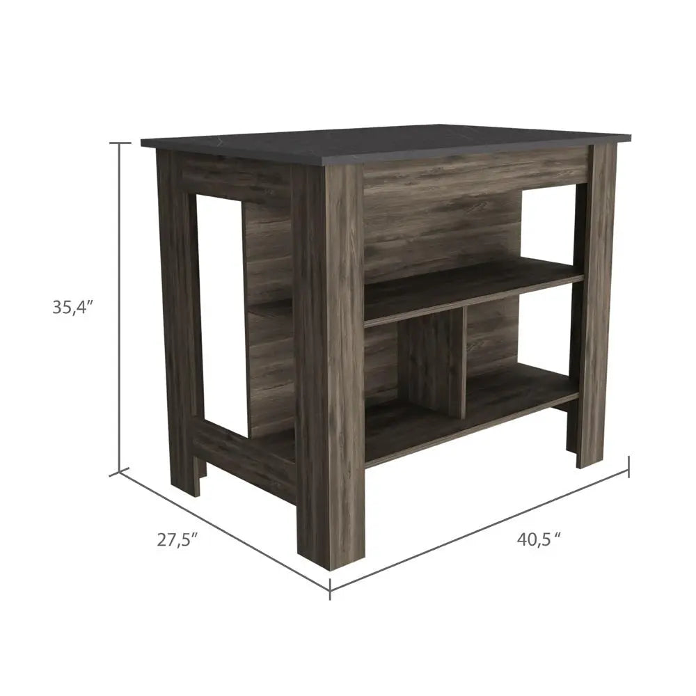 Dark Brown and Brown 41" Kitchen Island With Storage Homeroots Kitchen & Dining