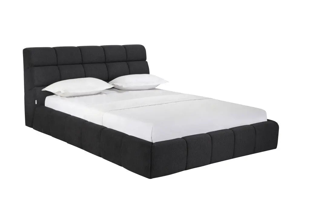 Dark Gray Tufted Linen Blend Upholstered Queen Bed Frame Homeroots Bed & Bath