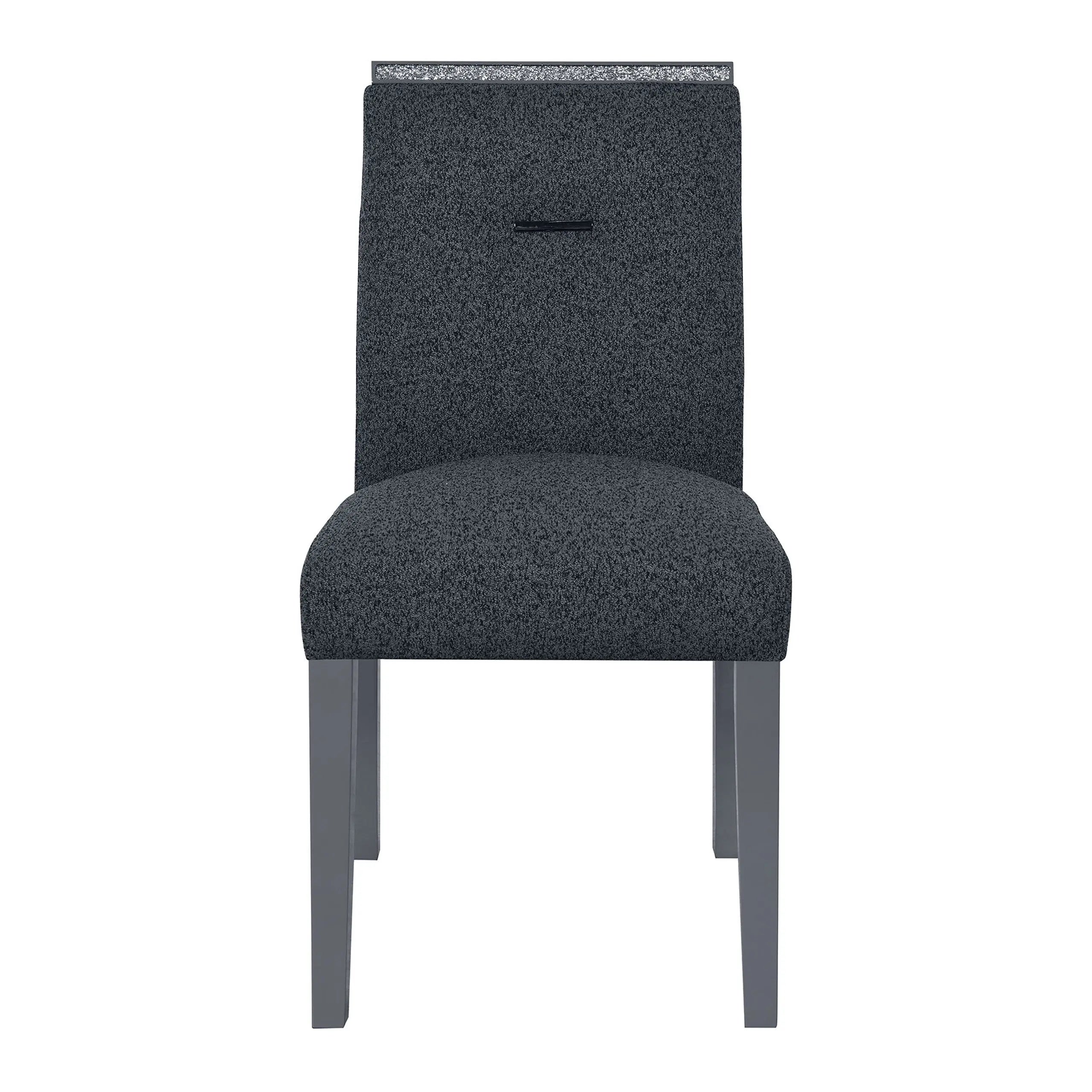 Dark Gray Upholstered Fabric With Faux Crystal Bling Dining Side Chair Homeroots Kitchen & Dining