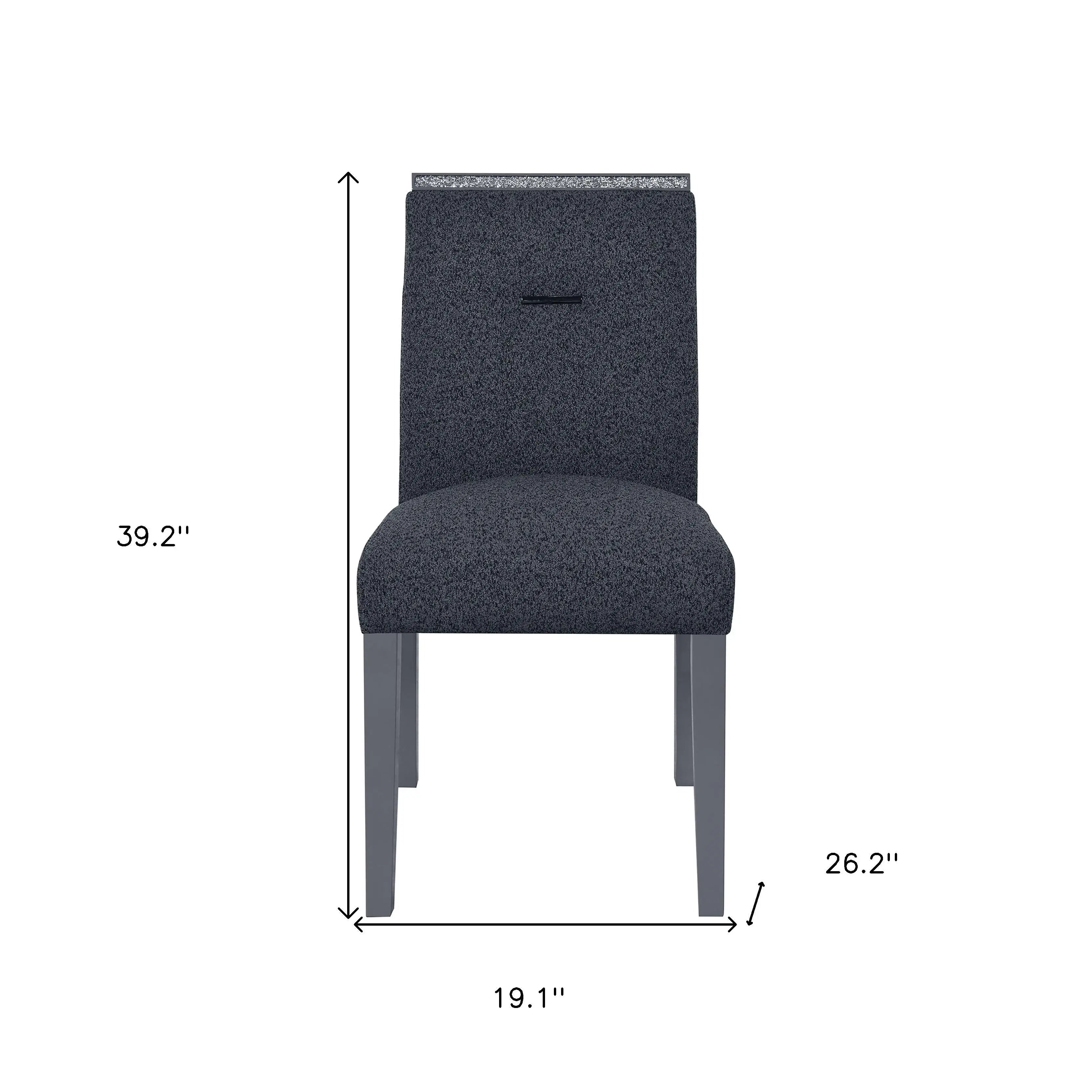 Dark Gray Upholstered Fabric With Faux Crystal Bling Dining Side Chair Homeroots Kitchen & Dining