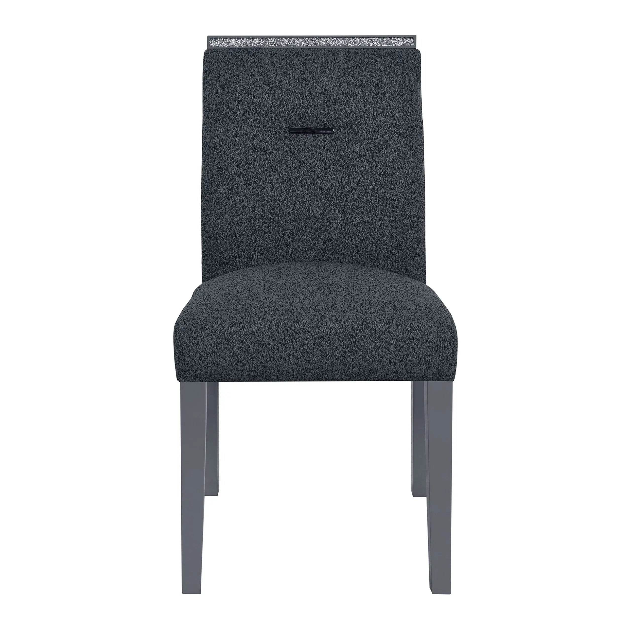 Dark Gray Upholstered Fabric With Faux Crystal Bling Dining Side Chair Homeroots Kitchen & Dining