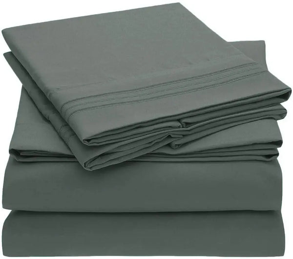 Dark Grey 200 Embroidery Soft Sheet Set Wrinkle Resistant Home Mart Goods