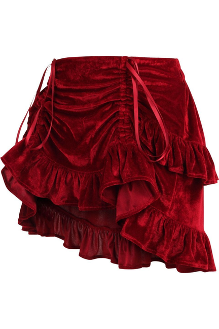 Dark Red Velvet Ruched Bustle Skirt Daisy Corsets
