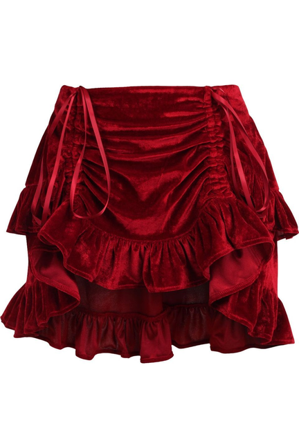 Dark Red Velvet Ruched Bustle Skirt Daisy Corsets