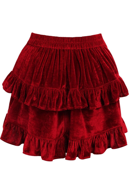 Dark Red Velvet Ruched Bustle Skirt Daisy Corsets