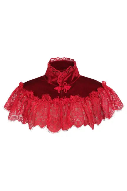 Dark Red Velvet & Lace Capelet Daisy Corsets