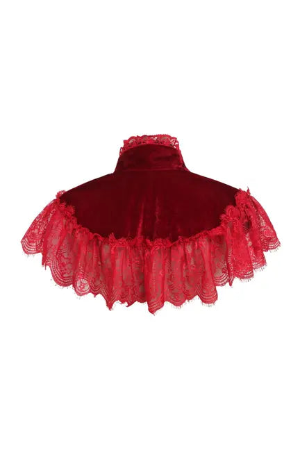 Dark Red Velvet & Lace Capelet Daisy Corsets