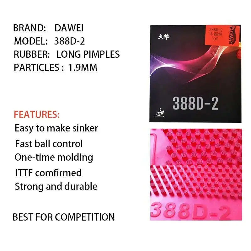 Dawei-388D-2-Table-Tennis-Rubber-OX-0.5mm-1.0mm-Sponge-Long-Pimples-Medium-Grain-Ping-Pong-Rubber-ITTF-Certification-FreeDropship-334764073