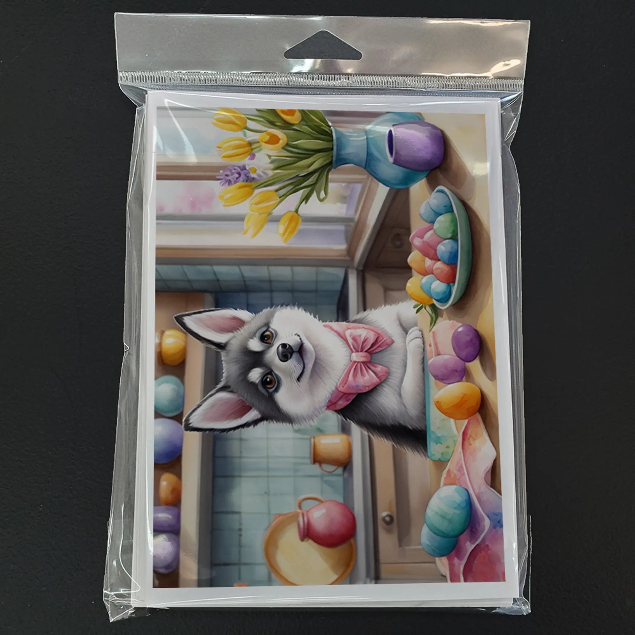 Decorating Easter Alaskan Klee Kai Greeting Cards Pack of 8 Caroline's Treasures