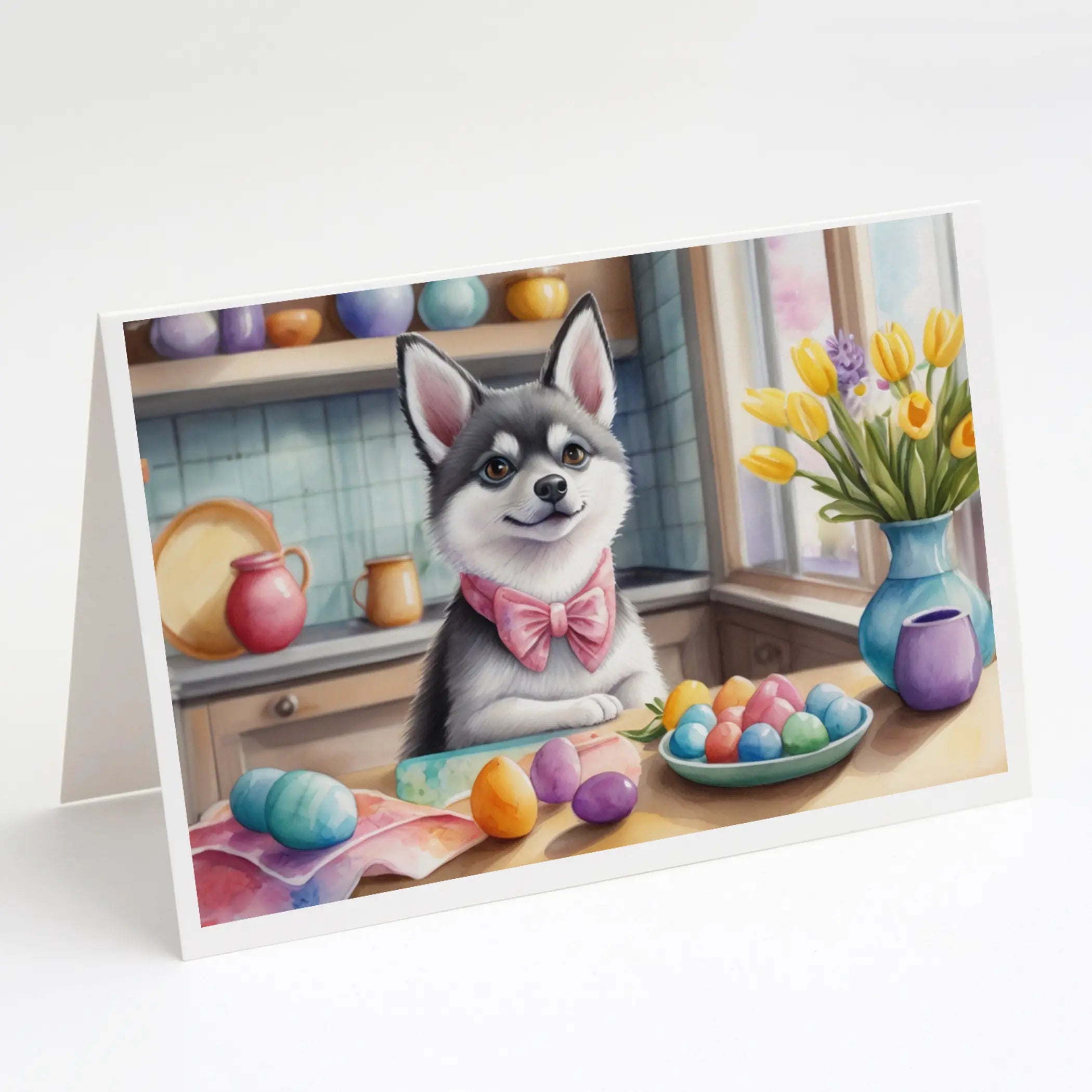 Decorating Easter Alaskan Klee Kai Greeting Cards Pack of 8 Caroline's Treasures