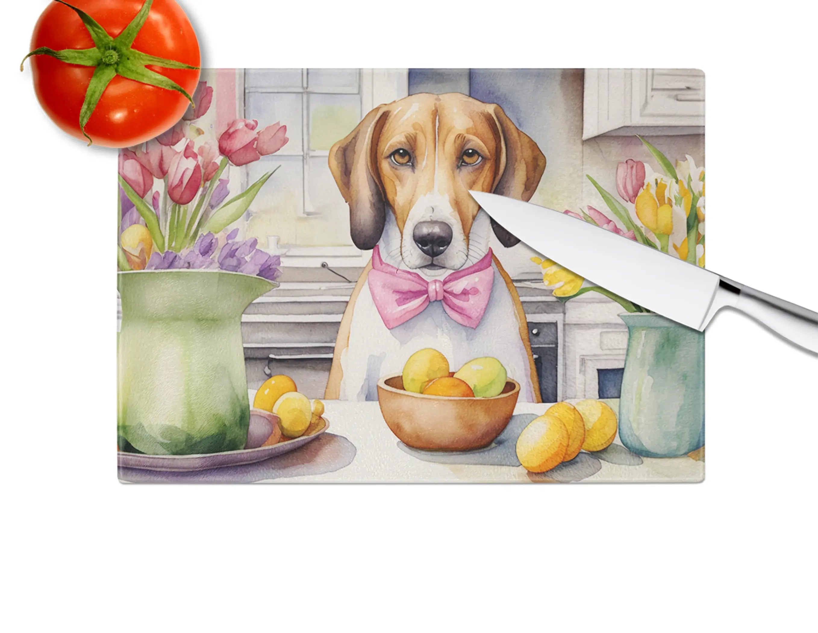Decorating Easter American Foxhound Glass Cutting Board Caroline's Treasures